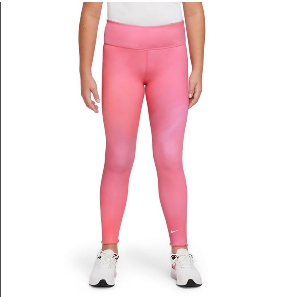 Nike Dri-FIT girls' pink ombré athletic leggings size large.